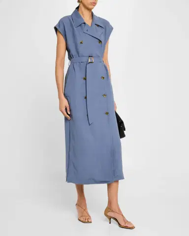 Argent Double-Breasted Twill Trench Midi Dress | Thumbnail 2 Argent Double-Breasted Twill Trench Midi Dress | Thumbnail 2
