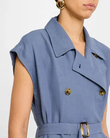 Argent Double-Breasted Twill Trench Midi Dress | Thumbnail 5 Argent Double-Breasted Twill Trench Midi Dress | Thumbnail 5