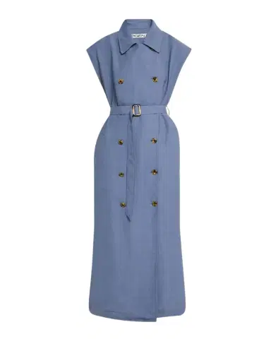 Argent Double-Breasted Twill Trench Midi Dress | Thumbnail 1 Argent Double-Breasted Twill Trench Midi Dress | Thumbnail 1