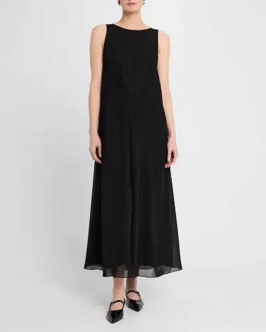 Emporio Armani Sleeveless Techno Georgette Maxi Dress | Thumbnail 2