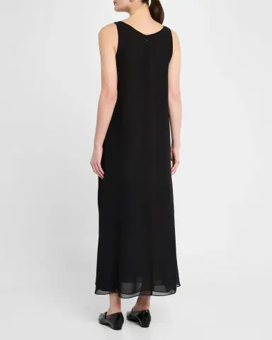 Emporio Armani Sleeveless Techno Georgette Maxi Dress | Thumbnail 3