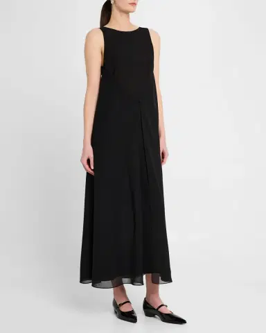 Emporio Armani Sleeveless Techno Georgette Maxi Dress | Thumbnail 4