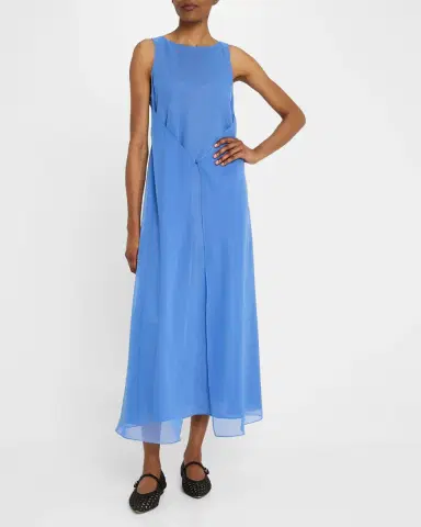 Emporio Armani Sleeveless Techno Georgette Maxi Dress | Thumbnail 3 Emporio Armani Sleeveless Techno Georgette Maxi Dress | Thumbnail 3