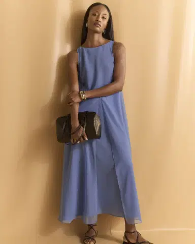 Emporio Armani Sleeveless Techno Georgette Maxi Dress | Thumbnail 4 Emporio Armani Sleeveless Techno Georgette Maxi Dress | Thumbnail 4