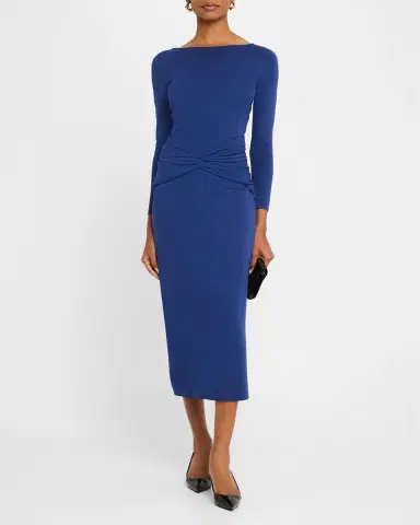 Emporio Armani Twist-Front Jersey Midi Dress | Thumbnail 4 Emporio Armani Twist-Front Jersey Midi Dress | Thumbnail 4