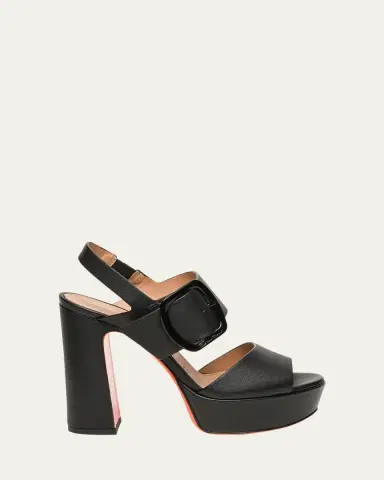Santoni Bruxel Leather Buckle Platform Sandals | Thumbnail 3
