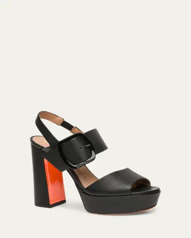 Santoni Bruxel Leather Buckle Platform Sandals | Thumbnail 4