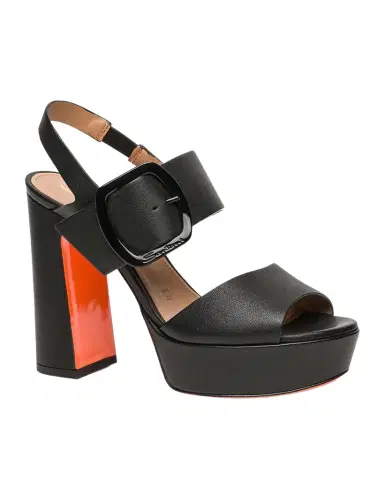 Santoni Bruxel Leather Buckle Platform Sandals | Thumbnail 1