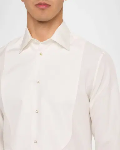 Burberry Men 's Cotton-Silk Tuxedo Shirt | Thumbnail 4