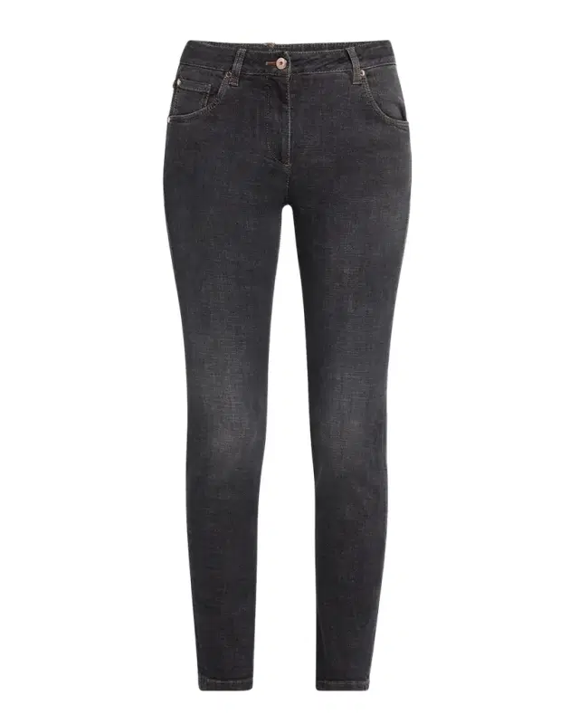 Mid-Rise Slim-Leg Ankle Denim Jeans