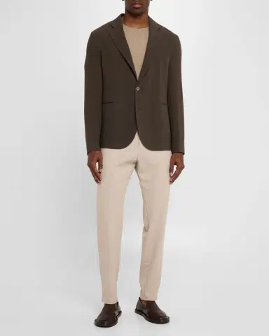 Emporio Armani Men's Crepe Wool Single-Breasted Sport Coat | Thumbnail 2