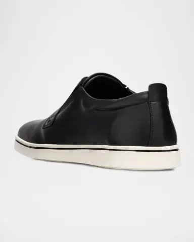 Ferragamo Men's Alfie Leather Gancini Stamp Slip-On Sneakers | Thumbnail 4 Ferragamo Men's Alfie Leather Gancini Stamp Slip-On Sneakers | Thumbnail 4