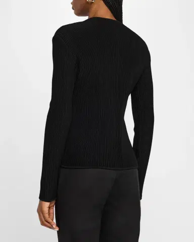 Emporio Armani Zip-Front Ottoman Knit Jacket | Thumbnail 3 Emporio Armani Zip-Front Ottoman Knit Jacket | Thumbnail 3