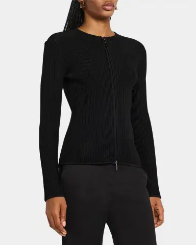Emporio Armani Zip-Front Ottoman Knit Jacket | Thumbnail 4 Emporio Armani Zip-Front Ottoman Knit Jacket | Thumbnail 4