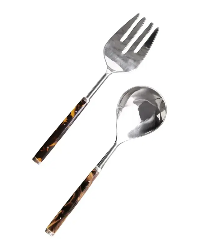 2-Piece VIDA Tortoise and Gold Stainless Salad Servers