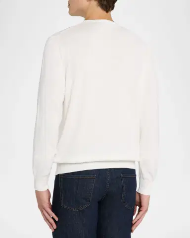 Canali Men 's Cotton Tipped Crewneck Sweater | Thumbnail 3