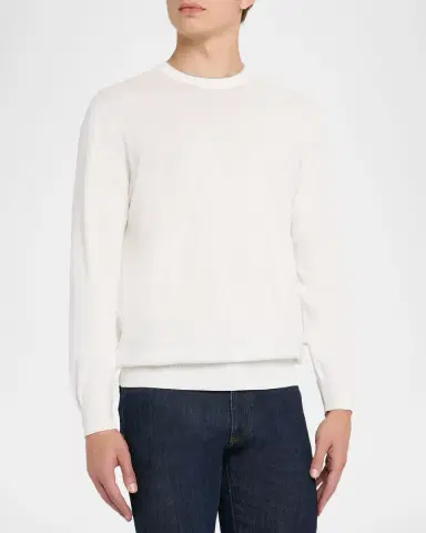 Canali Men 's Cotton Tipped Crewneck Sweater | Thumbnail 4