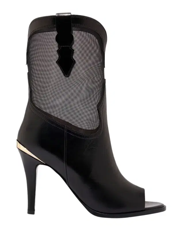 Bianca Leather Mesh Peep-Toe Booties