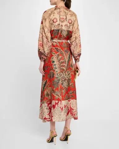 Pierre-Louis Mascia Floral-Print Silk Midi Dress | Thumbnail 2