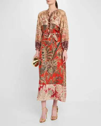 Pierre-Louis Mascia Floral-Print Silk Midi Dress | Thumbnail 3