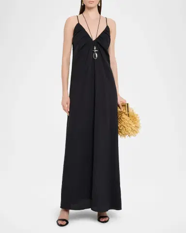 Les Coyotes De Paris Hammered Silk V-Neck Strappy Dress | Thumbnail 2