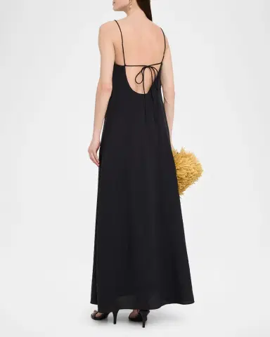 Les Coyotes De Paris Hammered Silk V-Neck Strappy Dress | Thumbnail 3