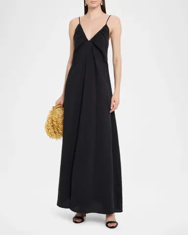 Les Coyotes De Paris Hammered Silk V-Neck Strappy Dress | Thumbnail 4