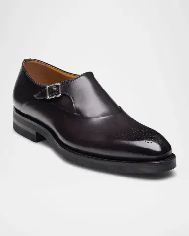 Magnanni Men's Orlay Brogue Leather Monk Strap Loafers | Thumbnail 2 Magnanni Men's Orlay Brogue Leather Monk Strap Loafers | Thumbnail 2