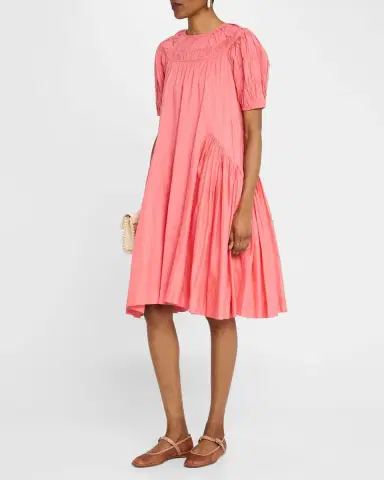 Merlette Maigret Ruched Puff-Sleeve Cotton Dress | Thumbnail 3 Merlette Maigret Ruched Puff-Sleeve Cotton Dress | Thumbnail 3