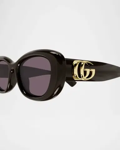 Gucci GG Logo Oval Plastic Sunglasses | Thumbnail 2