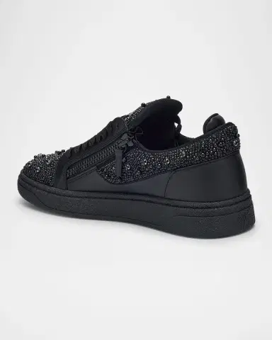 Giuseppe Zanotti Men's Alicante Leather and Crystal Low-Top Sneakers | Thumbnail 4 Giuseppe Zanotti Men's Alicante Leather and Crystal Low-Top Sneakers | Thumbnail 4
