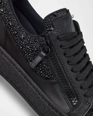 Giuseppe Zanotti Men's Alicante Leather and Crystal Low-Top Sneakers | Thumbnail 5 Giuseppe Zanotti Men's Alicante Leather and Crystal Low-Top Sneakers | Thumbnail 5