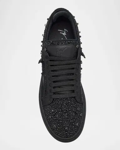 Giuseppe Zanotti Men's Alicante Leather and Crystal Low-Top Sneakers | Thumbnail 6 Giuseppe Zanotti Men's Alicante Leather and Crystal Low-Top Sneakers | Thumbnail 6