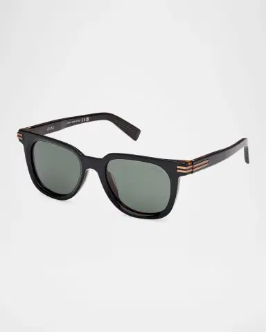 Zegna Men's Square Acetate Sunglasses | Thumbnail 3