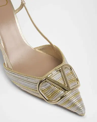 Valentino Garavani VLogo Two-Tone Metallic Slingback Pumps | Thumbnail 3 Valentino Garavani VLogo Two-Tone Metallic Slingback Pumps | Thumbnail 3