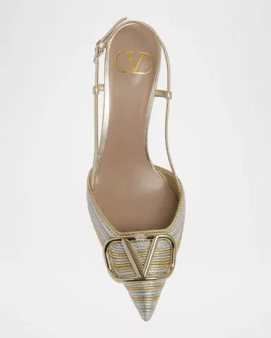 Valentino Garavani VLogo Two-Tone Metallic Slingback Pumps | Thumbnail 4 Valentino Garavani VLogo Two-Tone Metallic Slingback Pumps | Thumbnail 4