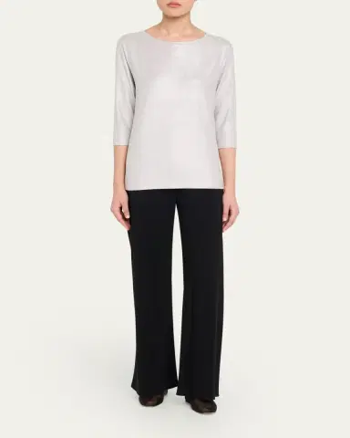 MAJESTIC FILATURES Soft Touch 3/4-Sleeve Metallic Jersey T-Shirt | Thumbnail 2