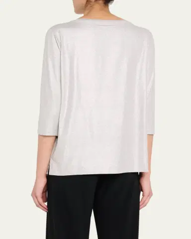 MAJESTIC FILATURES Soft Touch 3/4-Sleeve Metallic Jersey T-Shirt | Thumbnail 3