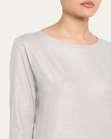MAJESTIC FILATURES Soft Touch 3/4-Sleeve Metallic Jersey T-Shirt | Thumbnail 5