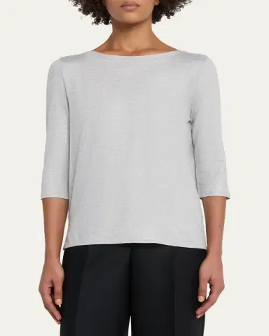 MAJESTIC FILATURES Soft Touch 3/4-Sleeve Metallic Jersey T-Shirt | Thumbnail 8