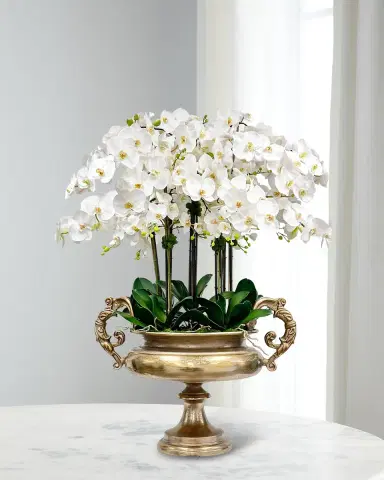 Winward Home Orchids 45" Faux Floral Arrangement in Aluminum Urn | Thumbnail 1