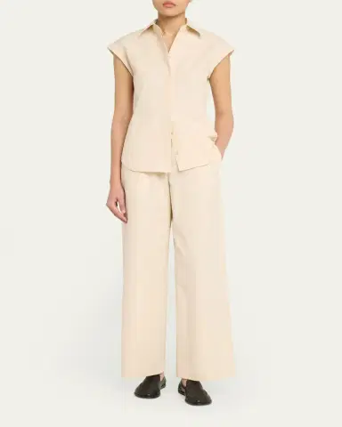 Lafayette 148 New York Fitted Cap-Sleeve Cotton Shirt | Thumbnail 6 Lafayette 148 New York Fitted Cap-Sleeve Cotton Shirt | Thumbnail 6