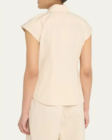 Lafayette 148 New York Fitted Cap-Sleeve Cotton Shirt | Thumbnail 7 Lafayette 148 New York Fitted Cap-Sleeve Cotton Shirt | Thumbnail 7