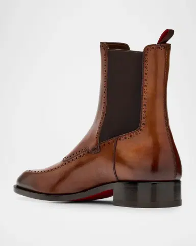 Christian Louboutin Men's Sartosea Brogue Patina Leather Chelsea Boots | Thumbnail 3 Christian Louboutin Men's Sartosea Brogue Patina Leather Chelsea Boots | Thumbnail 3