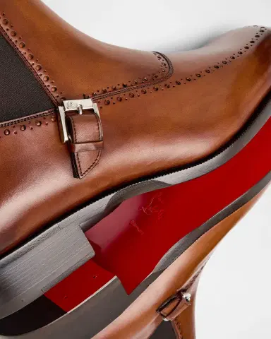 Christian Louboutin Men's Sartosea Brogue Patina Leather Chelsea Boots | Thumbnail 4 Christian Louboutin Men's Sartosea Brogue Patina Leather Chelsea Boots | Thumbnail 4