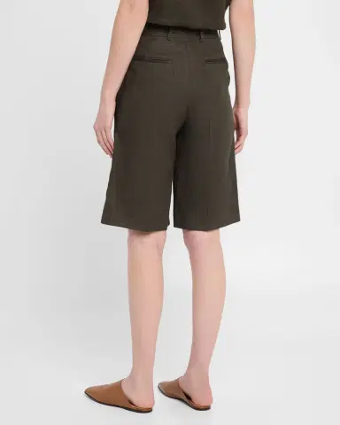 Loro Piana Digby Pleated Structured Linen Wool Bermuda Shorts | Thumbnail 3