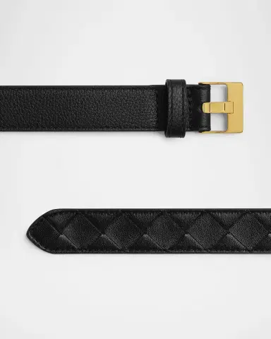 Bottega Veneta Watch-Buckle Intrecciato Medium Leather Belt | Thumbnail 2