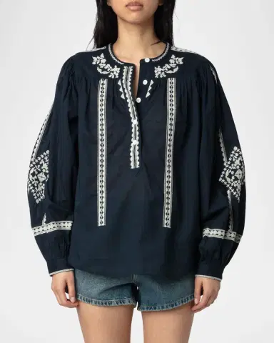 Zadig & Voltaire Tigy Kozak Embroidered Blouse | Thumbnail 3