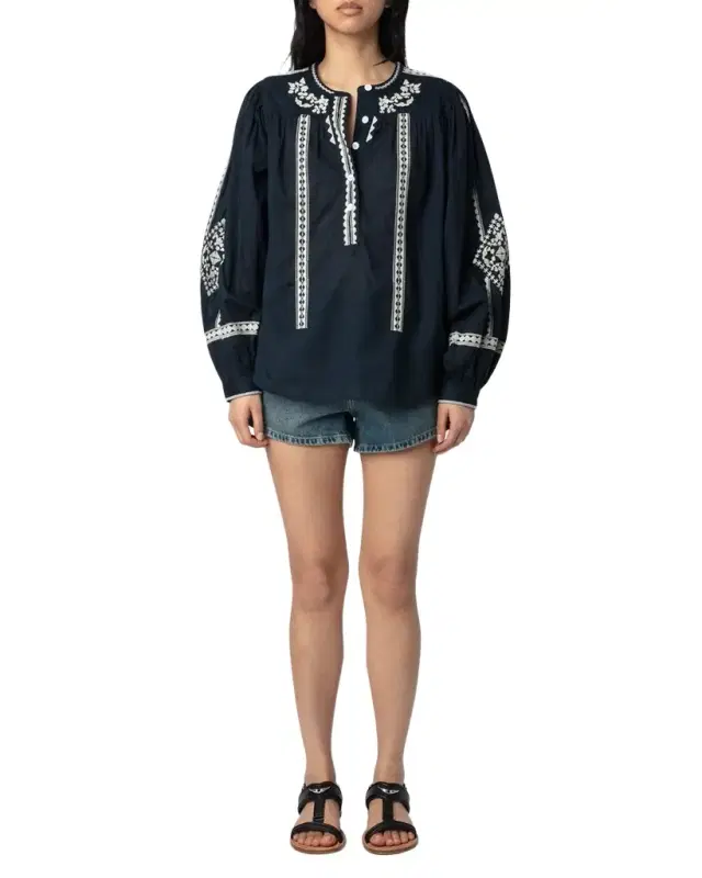 Zadig & Voltaire Tigy Kozak Embroidered Blouse