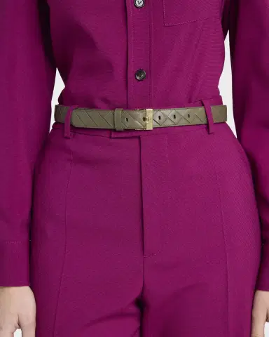 Bottega Veneta Watch-Buckle Intrecciato Leather Belt | Thumbnail 2